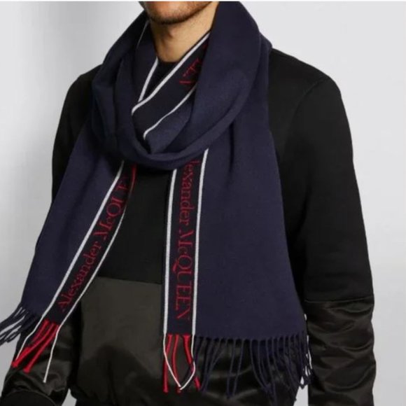 NWT $425 Alexander McQueen Fringe Wool Cashmere Scarf